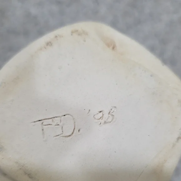 Artisan White and Blue Ceramic Cylinder - Picture 2 of 5